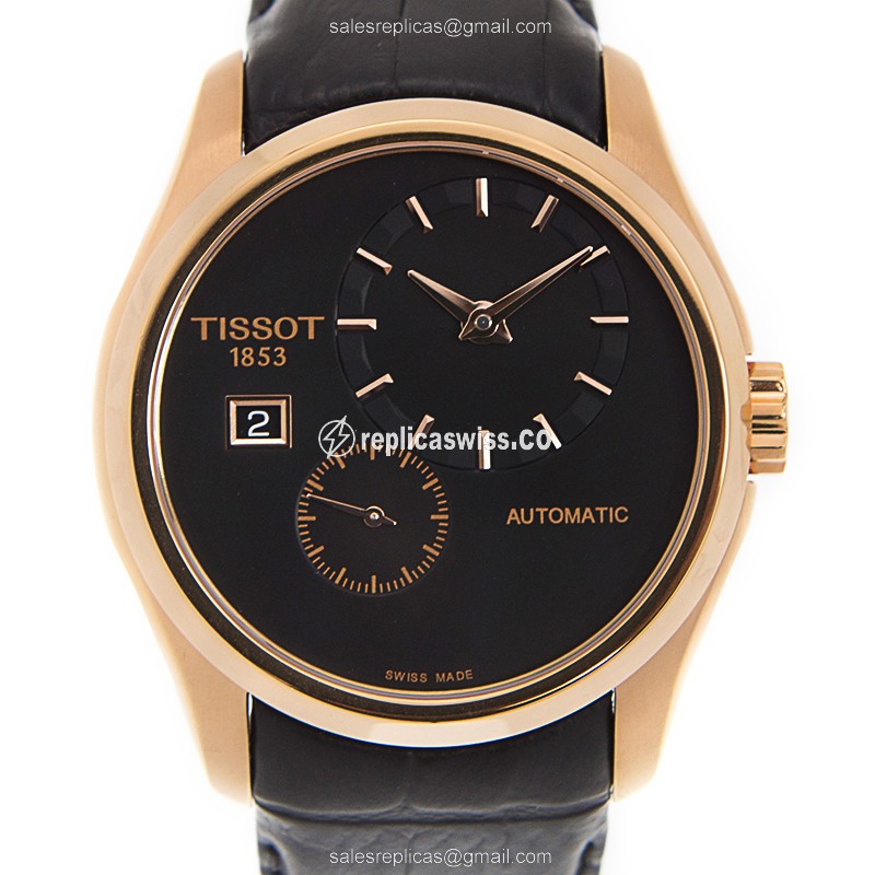 Elegant Tissot T-Classic Replica Watch | Automatic ETA 2825 Movement | Black Leather Strap
