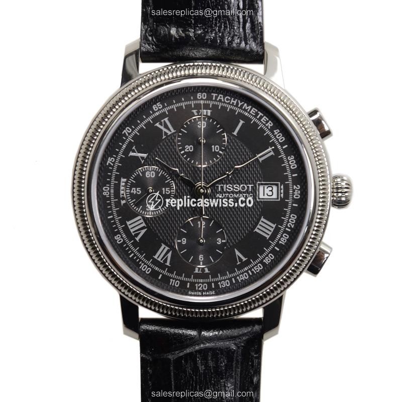 Elegant Tissot T-Classic Replica Watch | Automatic Movement, Black Dial, Leather Strap