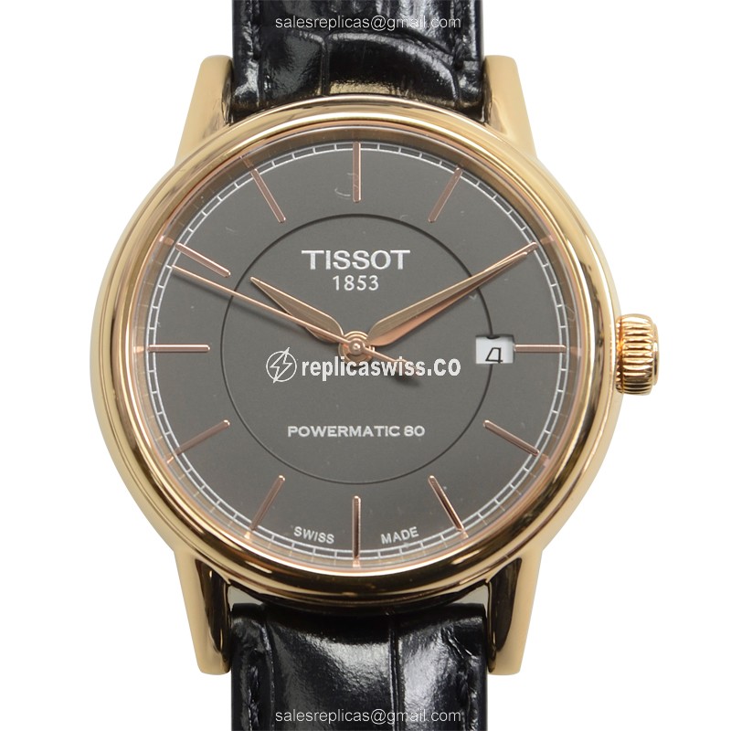 Elegant Tissot T-Classic Replica Watch | Automatic Movement, Gray Dial, Leather Strap