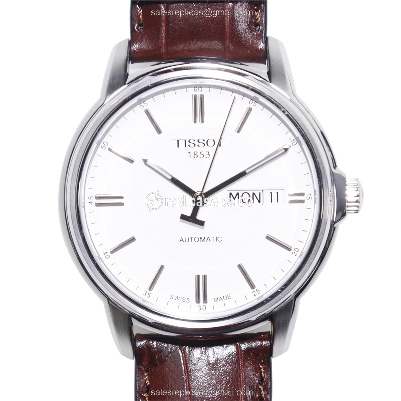Elegant Tissot T-Classic Replica Watch | Automatic Movement, Silver Dial & Leather Strap