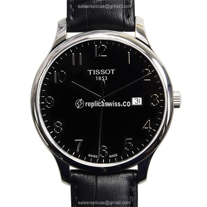 Elegant Tissot T-Classic Replica Watch | Black Dial, Stainless Steel Case, Quartz Movement