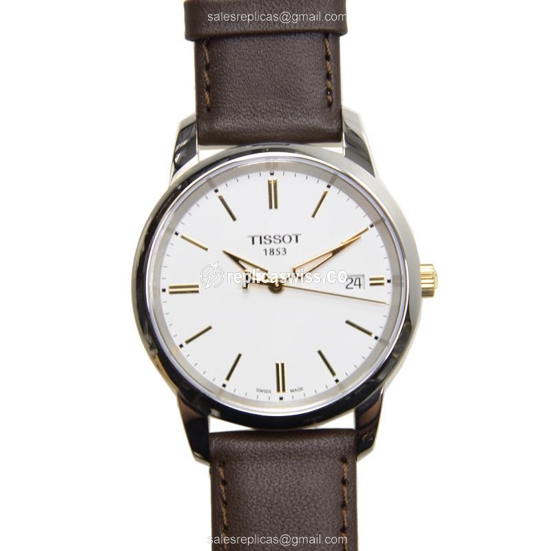 Elegant Tissot T-CLASSIC Replica Watch in White Dial & Stainless Steel Case, Automatic Movement