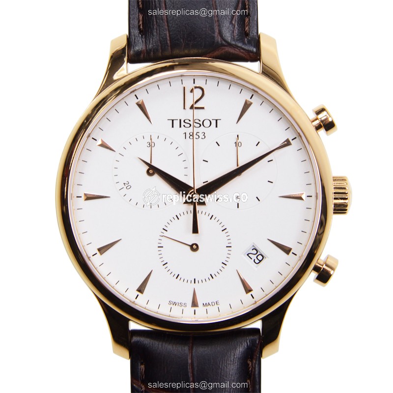 Elegant Tissot T-Classic Replica Watch | White Dial, Leather Strap | Quartz Movement