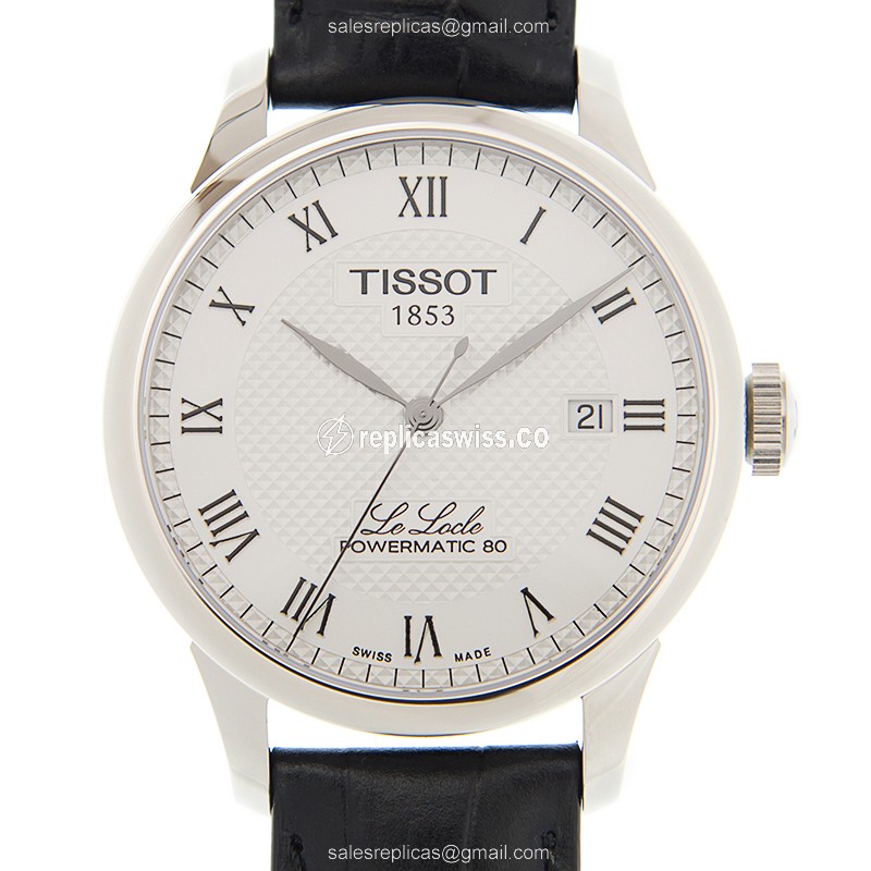 Elegant Tissot T-Classic Replica Watch with Automatic Movement Silver Dial on Leather Strap
