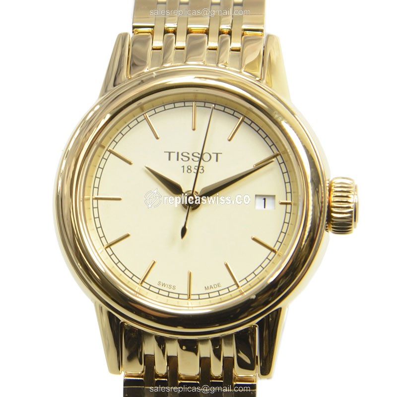 Elegant Tissot T-Classic Replica Watch with Gold Dial & Steel Case, Automatic Movement