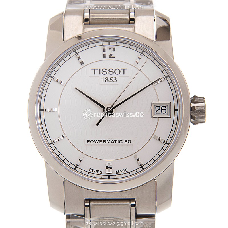 Elegant Tissot T-Classic Replica with White Dial & Titanium Case, Automatic Movement Watch
