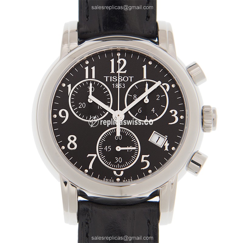 Elegant Tissot T-LADY Replica in Stainless Steel with Black Dial Quartz Movement Watch