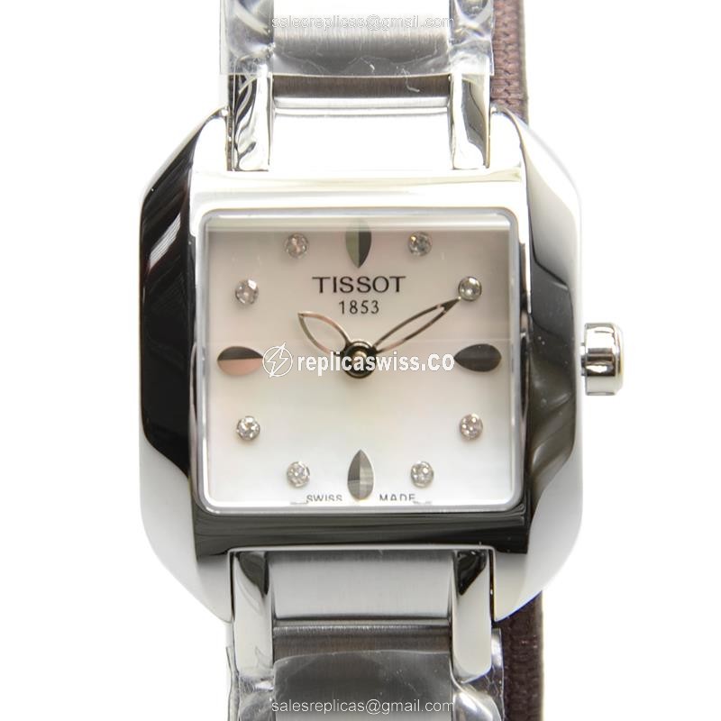 Elegant Tissot T-LADY Replica Watch in Stainless Steel with White Dial Quartz Movement