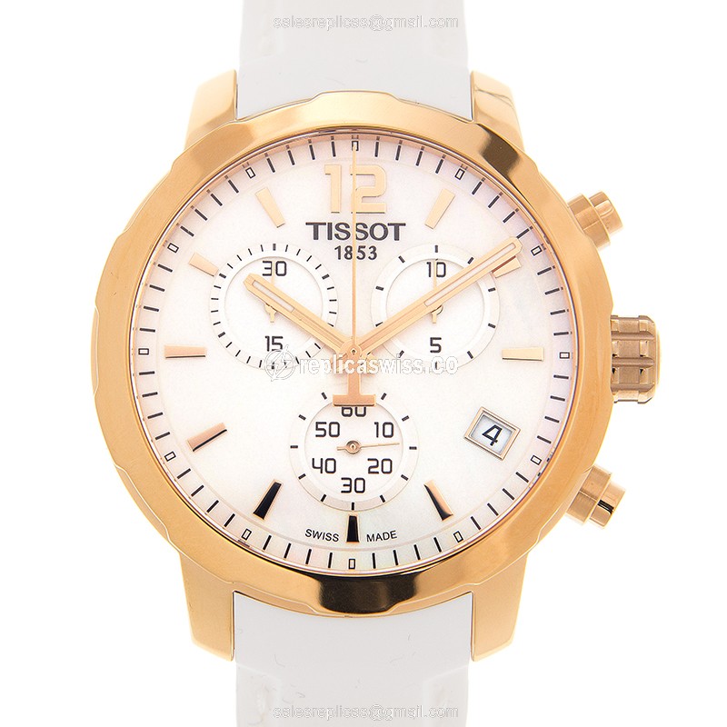 Elegant Tissot T-SPORT Quartz Replica in White Dial & Premium Leather Strap Watch
