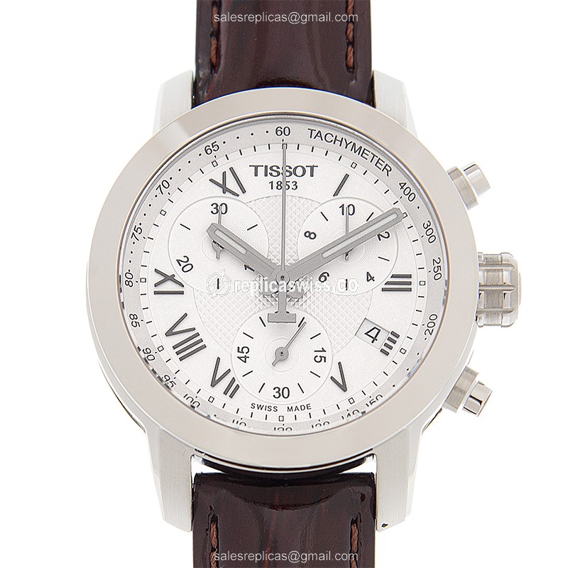 Elegant Tissot T-SPORT Replica in Stainless Steel, White Dial & Leather Band, Automatic Movement