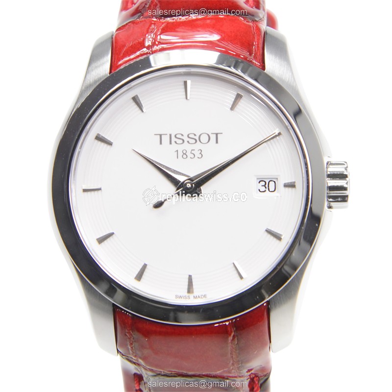 Elegant Tissot T-TREND Replica Watch in Silver Dial & Leather Strap, Quartz Movement