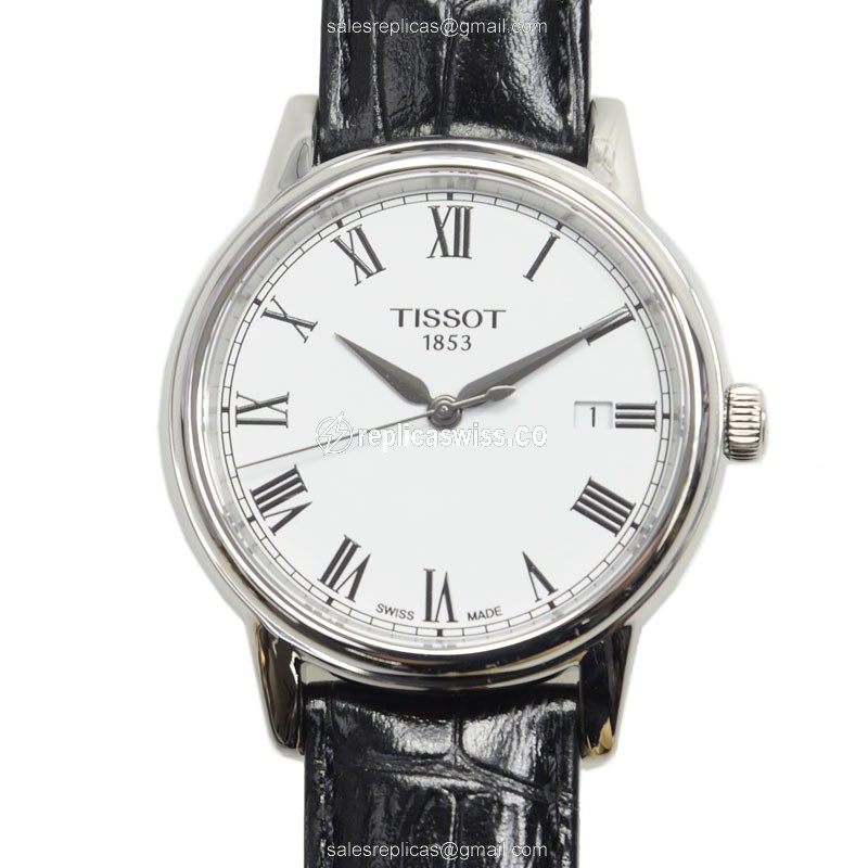 Elegant Tissot T085.410.16.013.00 T-Trend Quartz Steel Case Watch with Silver Dial Leather Strap