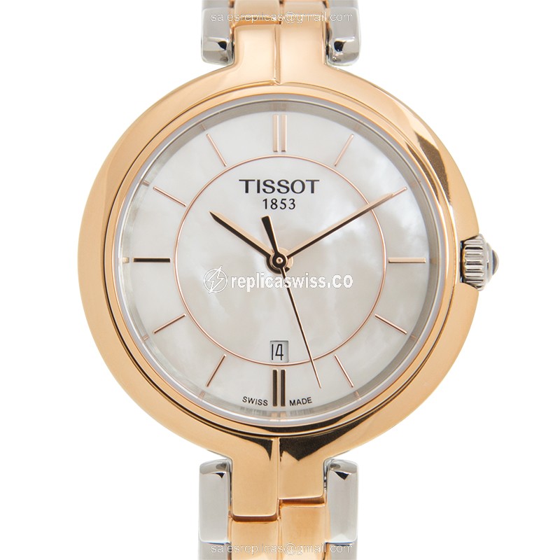 Elegant Tissot T094.210.22.111.00 Replica in White Dial & Gold-Plated Steel Case with Quartz