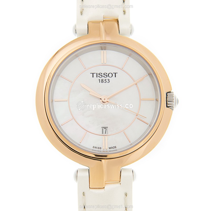 Elegant Tissot T094.210.26.111.01 Replica with White Dial & 18kt Rose Gold Case Watch
