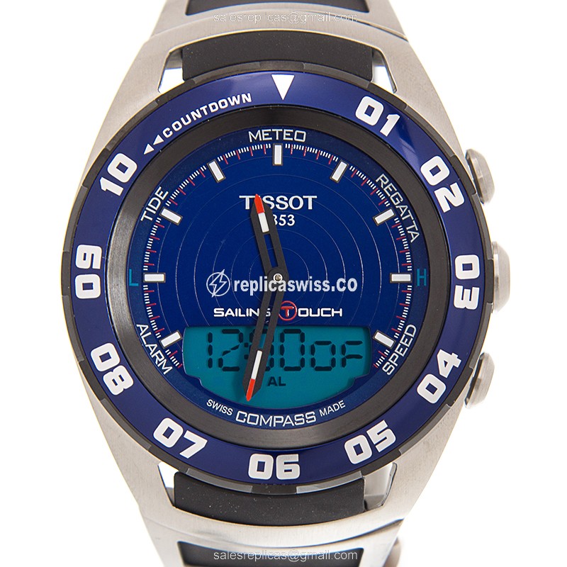 Elegant Tissot Touch Collection Replica, Blue Dial, Steel Case, Quartz Movement Watch