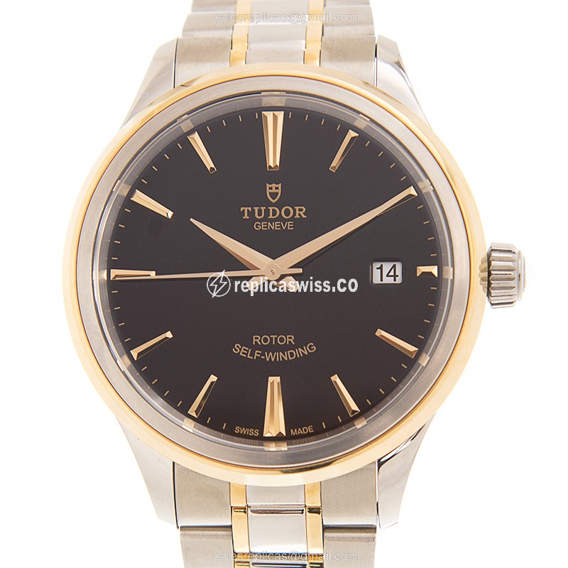 Elegant Tudor 12503-65053-BK Replica Watch | Automatic Movement, Black Dial & 18kt Steel Case