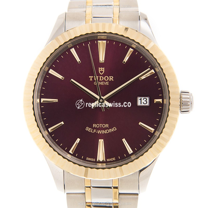 Elegant Tudor 12513-65053-PUR Replica Watch | Automatic Movement | Purple Dial | 18kt Gold & Steel