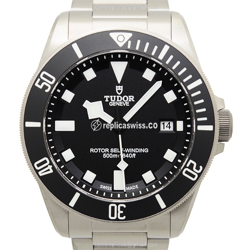 Elegant Tudor 25500TN PELAGOS Automatic Titanium Replica, Black Dial, Silver Titanium Band Watch