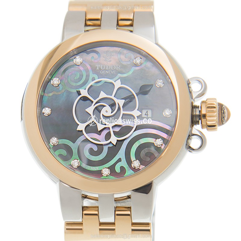Elegant Tudor 35401-65740-NC11DI-BK Clair De Rose Replica, Automatic Movement, Black Dial & 18kt