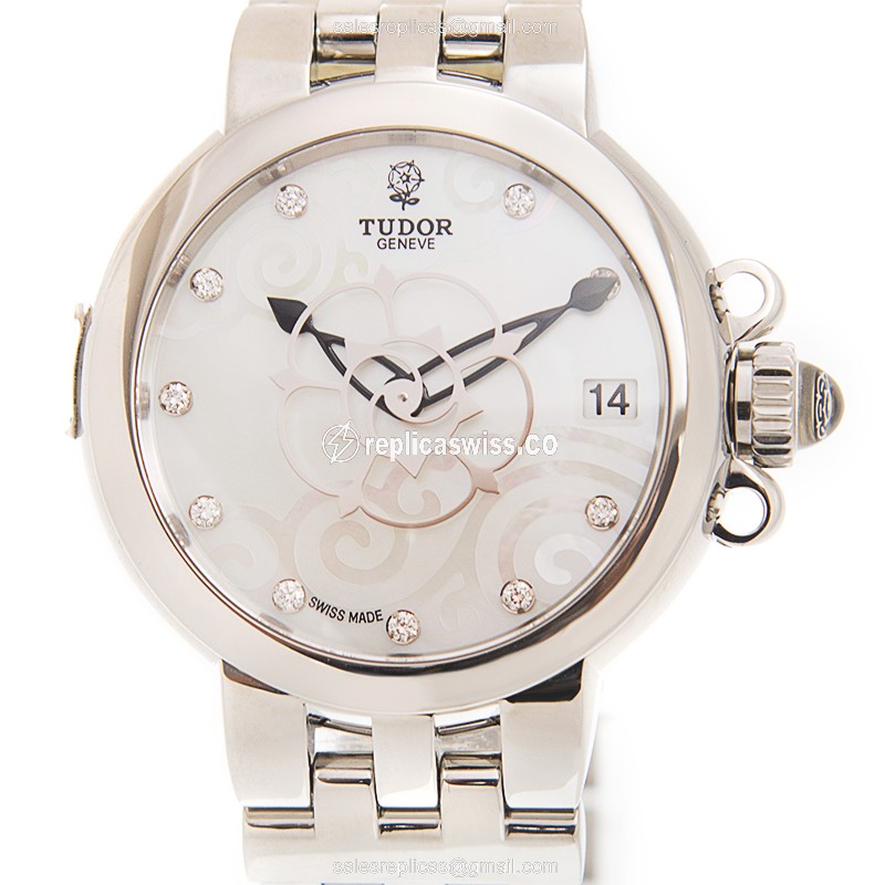 Elegant Tudor 35700-65770-NC10DI-WT Clair De Rose Replica, Automatic Movement, Silver Clasp &