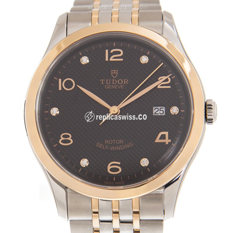 Elegant Tudor 91651-67071-6DI-BK Replica with Automatic Movement Black Dial on 18kt Steel Strap