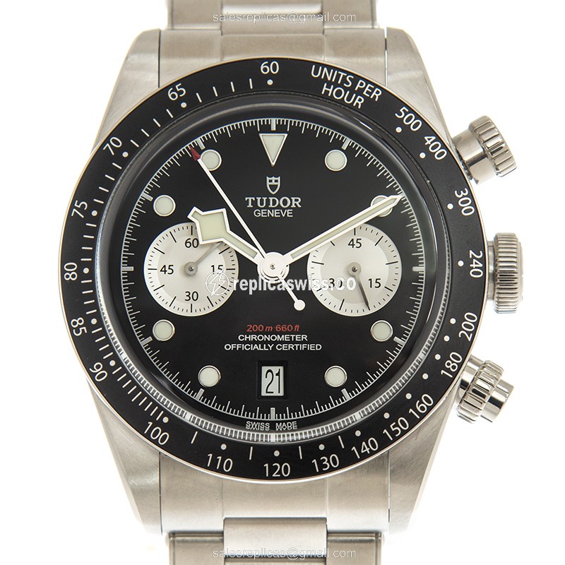 Elegant Tudor Black Bay Chrono Replica, Automatic Movement, Black Dial, Steel Case Watch