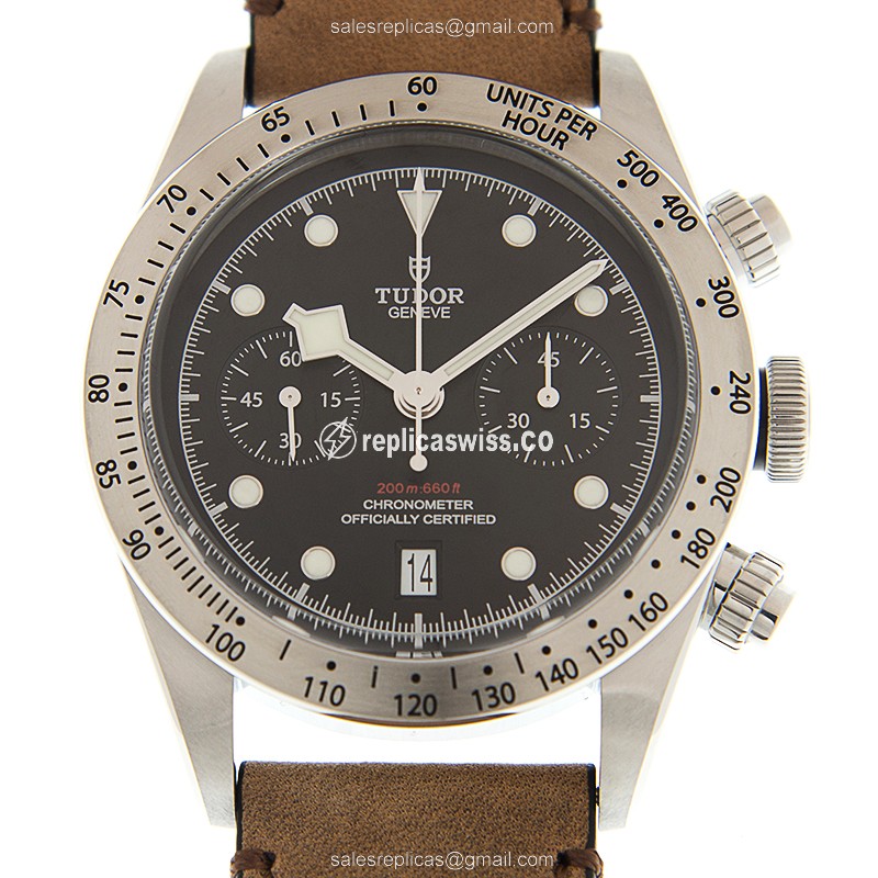 Elegant Tudor Black Bay Chrono Replica | Automatic Movement | Stainless Steel Case & Brown Leather