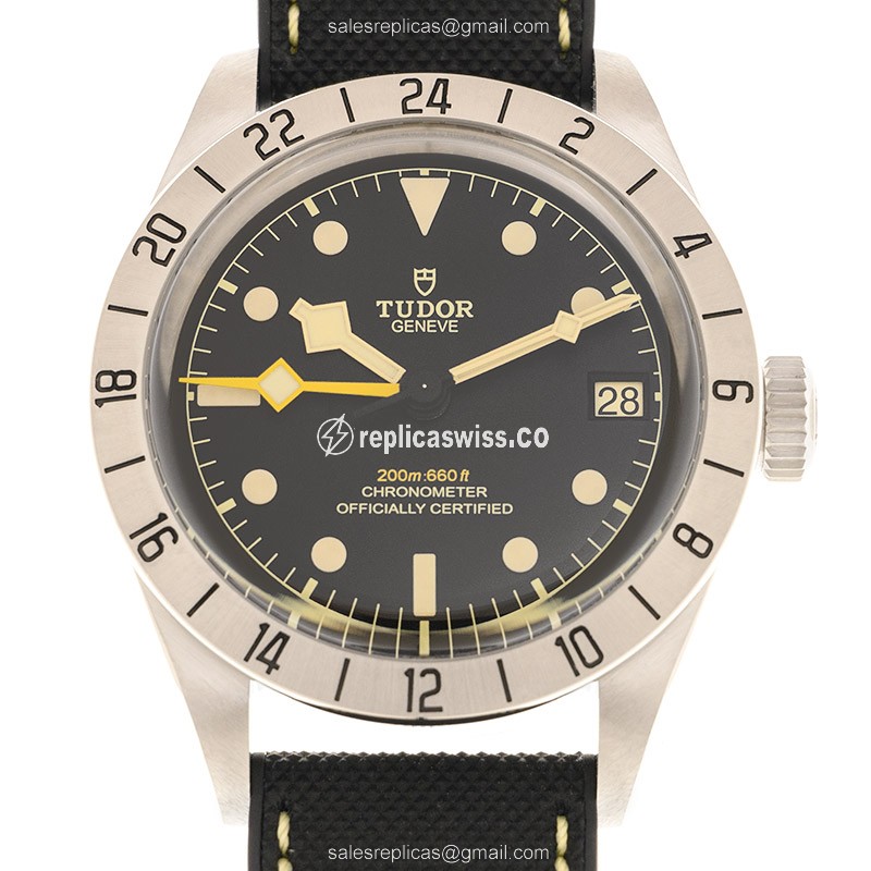 Elegant Tudor Black Bay Pro Replica Watch in Stainless Steel & Black Canvas Strap | Automatic