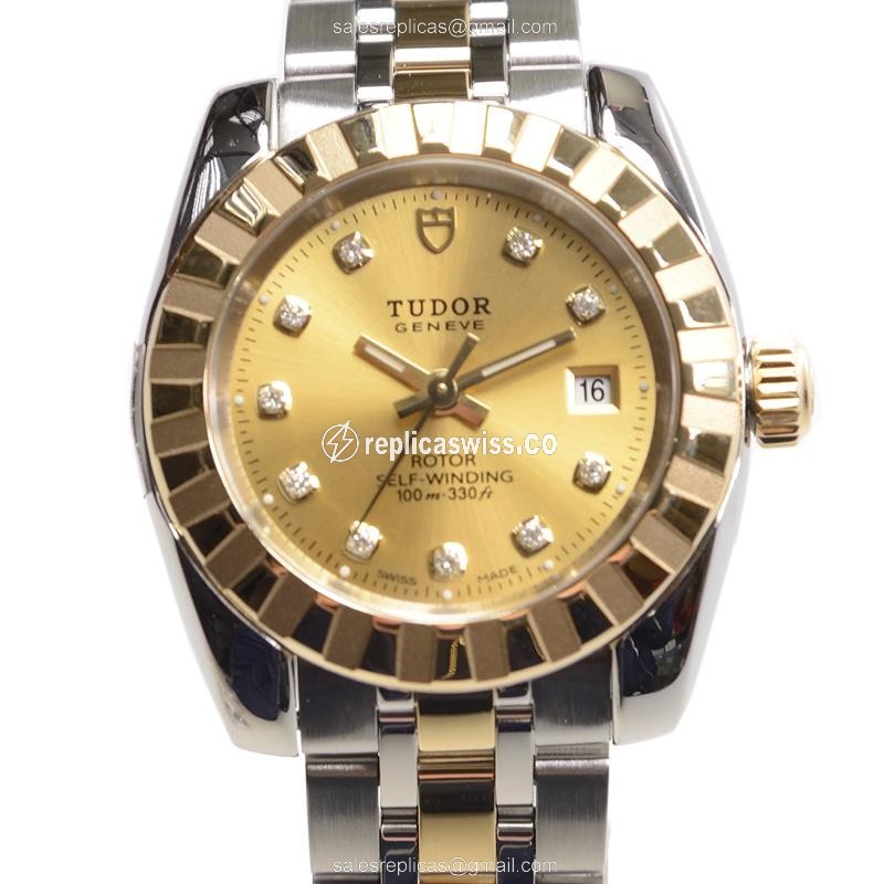 Elegant Tudor Classic Replica Watch in 18kt Gold Steel, Automatic Movement & Silver Band