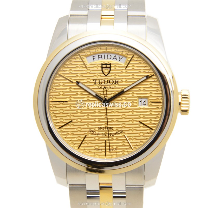 Elegant Tudor Glamour Date Replica in 18kt Gold & Steel Case, Automatic Movement Watch