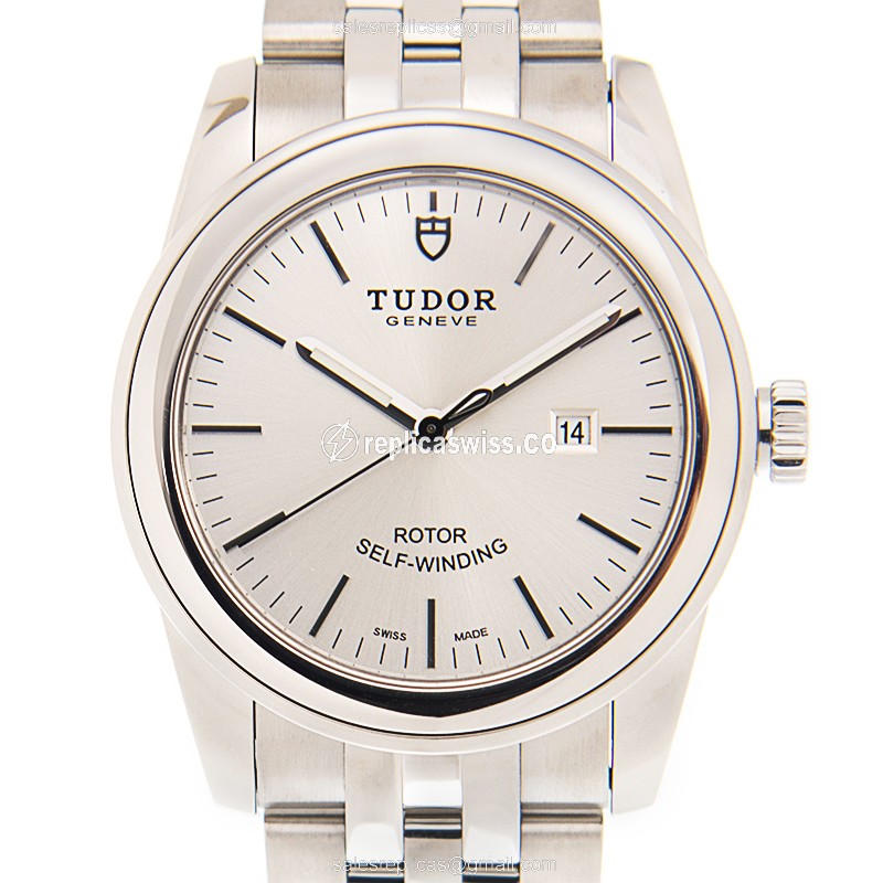 Elegant Tudor Glamour Date Replica in Silver Dial & Steel Case, Automatic Movement Watch