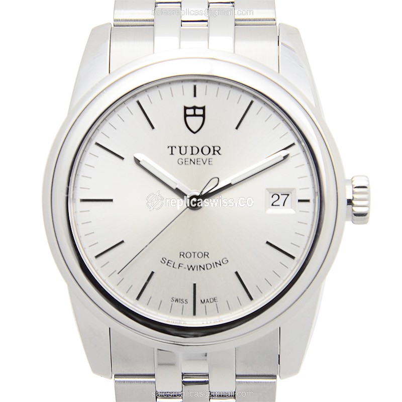 Elegant Tudor Glamour Date Replica Watch | Automatic Movement, Silver Steel Case & Dial