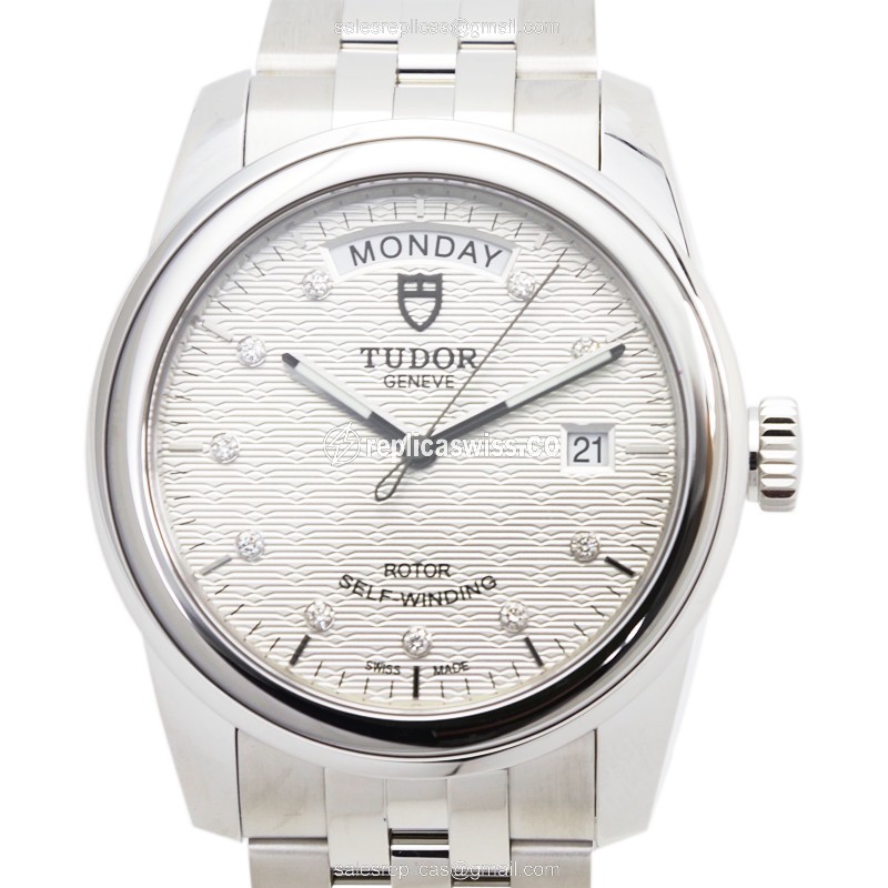 Elegant Tudor Glamour Date Replica Watch in Silver Dial, Automatic Movement, Steel Case & Strap