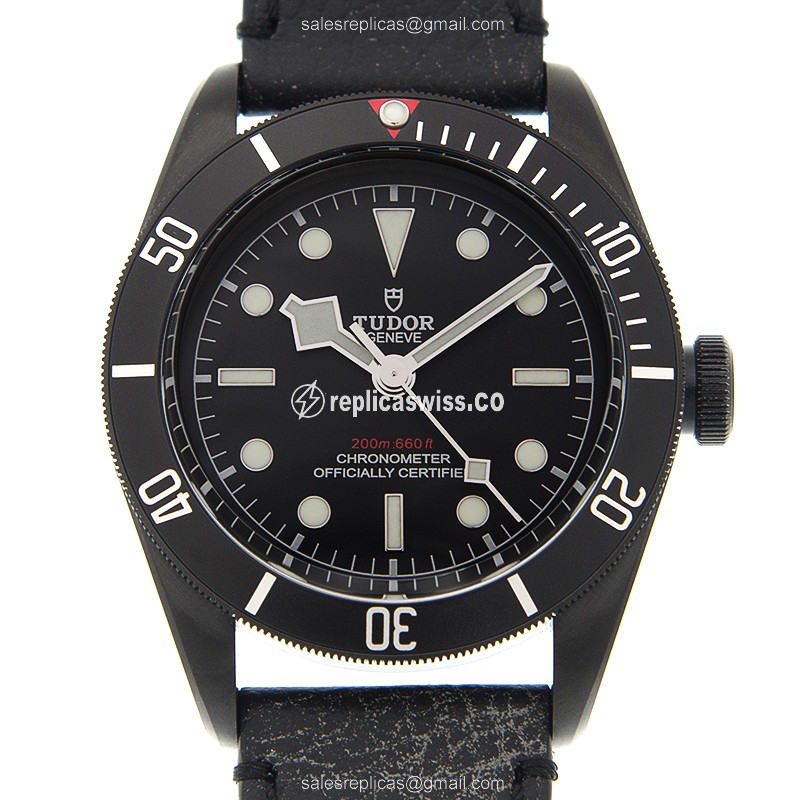 Elegant Tudor Heritage Ranger Replica, Automatic Movement & Black Leather Strap Watch