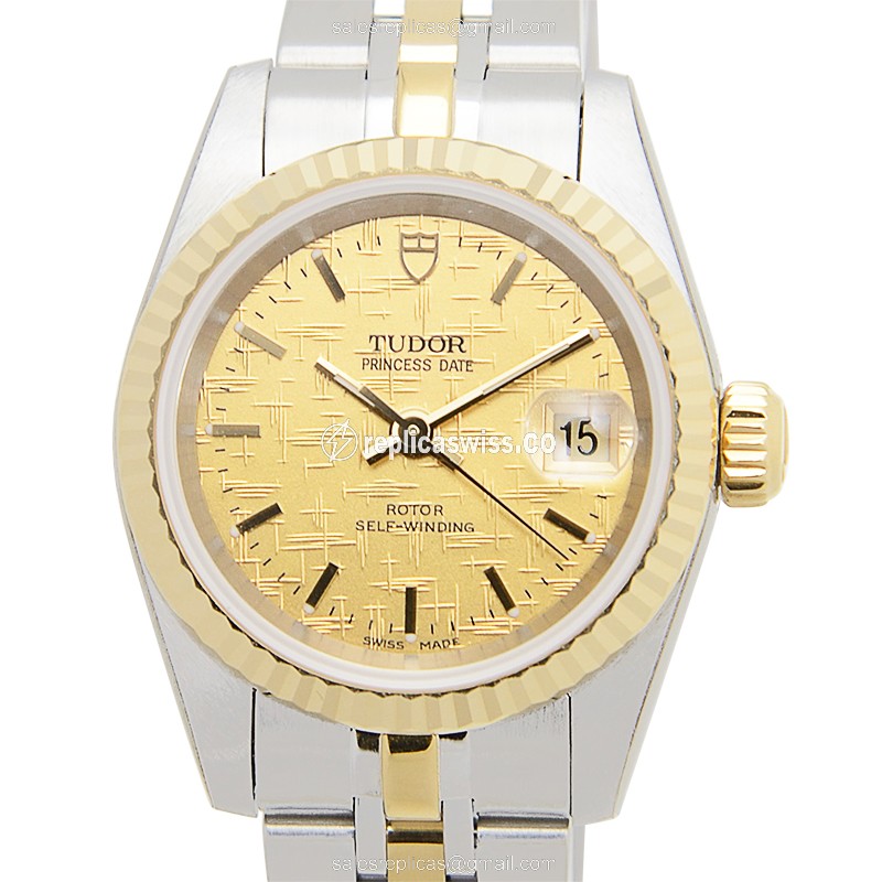 Elegant Tudor Princess Date Replica, Automatic Movement, 18kt Gold Case & Strap Watch
