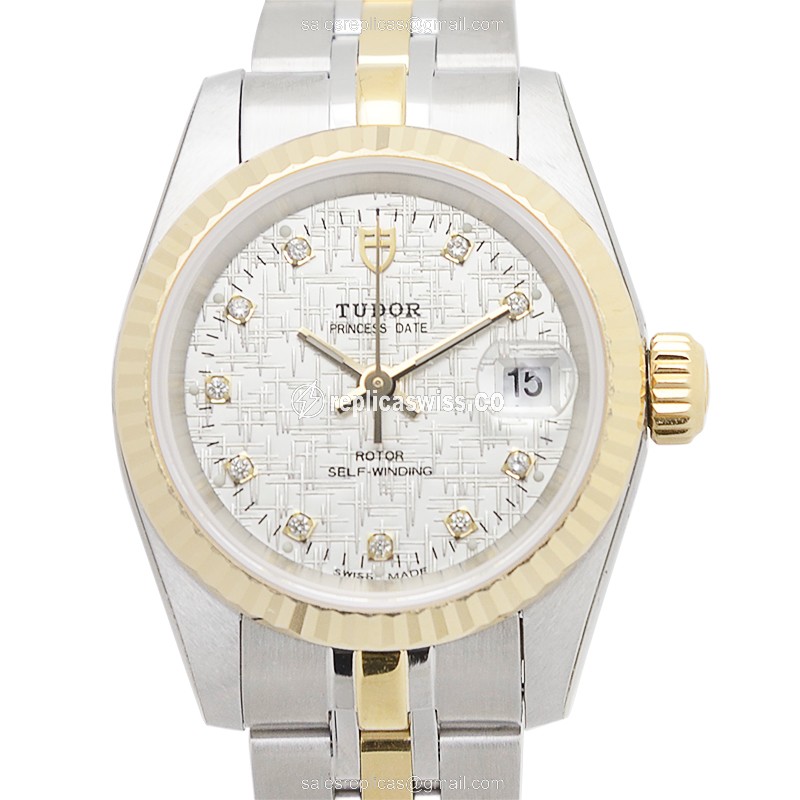 Elegant Tudor Princess Date Replica in Silver Dial & 18kt Steel, Automatic Movement Watch
