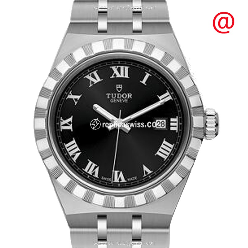 Elegant Tudor Royal 28300-91060 Black Dial Automatic Steel Case Replica, Silver Steel Strap Watch