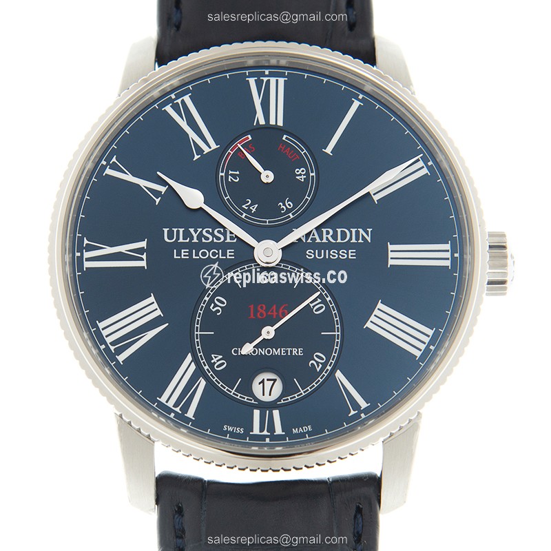 Elegant Ulysse Nardin 1183-310/43 MARINE Replica, Automatic Movement, Blue Dial, Stainless Steel