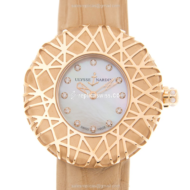 Elegant Ulysse Nardin 8106-108 Classic Replica in 18kt Rose Gold with White Dial Automatic