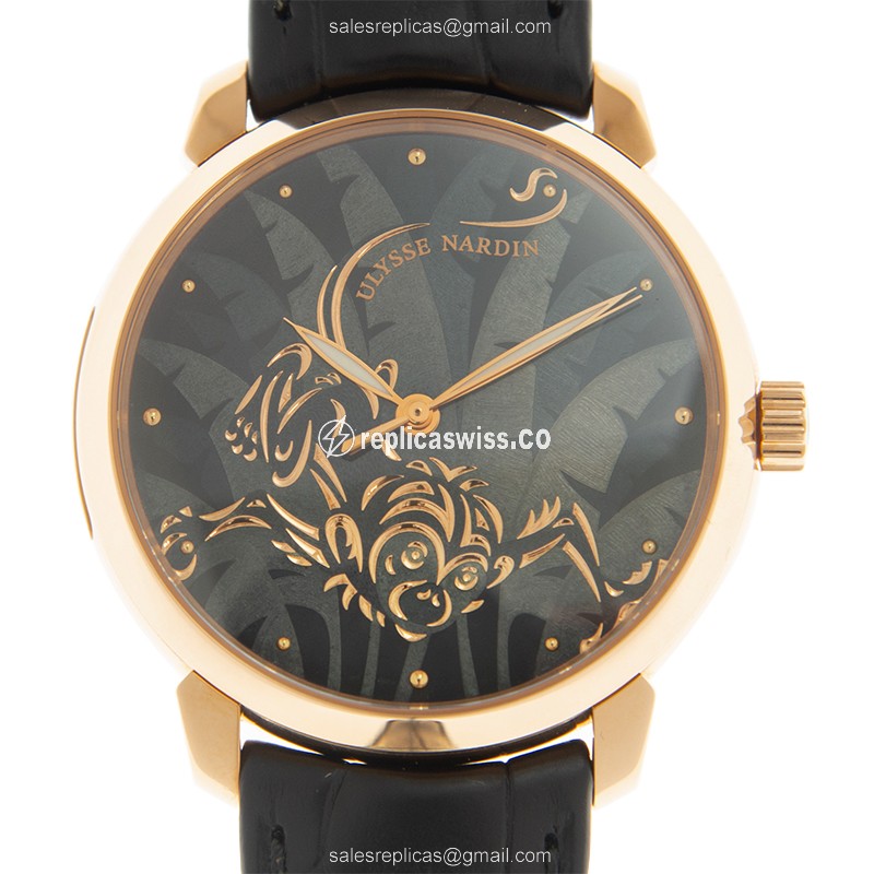 Elegant Ulysse Nardin 8152-111-2 Singe Classique Replica, Automatic Movement, 18kt Rose Gold Case