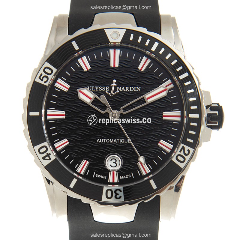 Elegant Ulysse Nardin 8153-180-3/02 Marine Replica with Automatic Movement & Black Dial on Steel