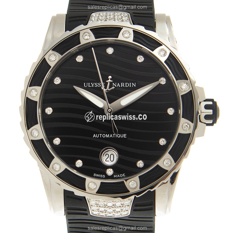 Elegant Ulysse Nardin 8153-180E-3C/12 MARINE Replica, Automatic Movement, Black Dial & Rubber Strap