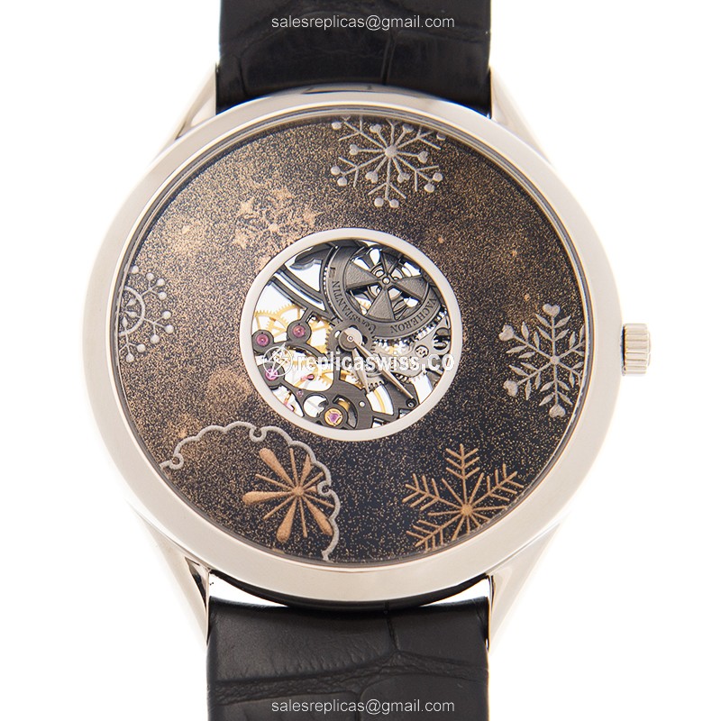 Elegant Vacheron Constantin 33222/000G-9706 Metiers Dart Replica with Black Dial 18kt Gold Case