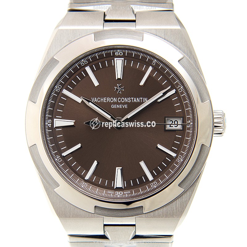 Elegant Vacheron Constantin 4500V/110A-B146 Overseas Replica with Brown Dial & Stainless Steel Case