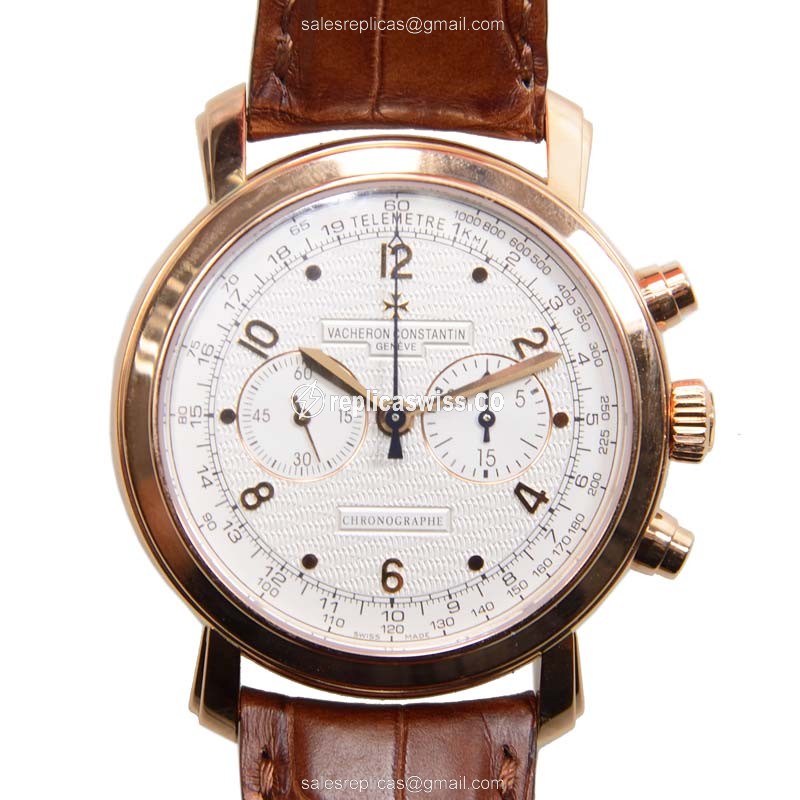 Elegant Vacheron Constantin 47120/000R-9099 Malte Replica in 18kt Gold with White Dial and