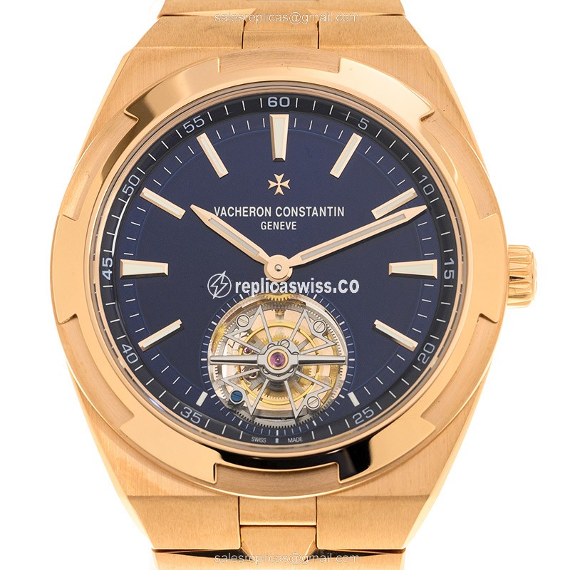 Elegant Vacheron Constantin 6000V/110R-B733 Replica, Automatic Movement, Blue Dial, 18kt Gold Case