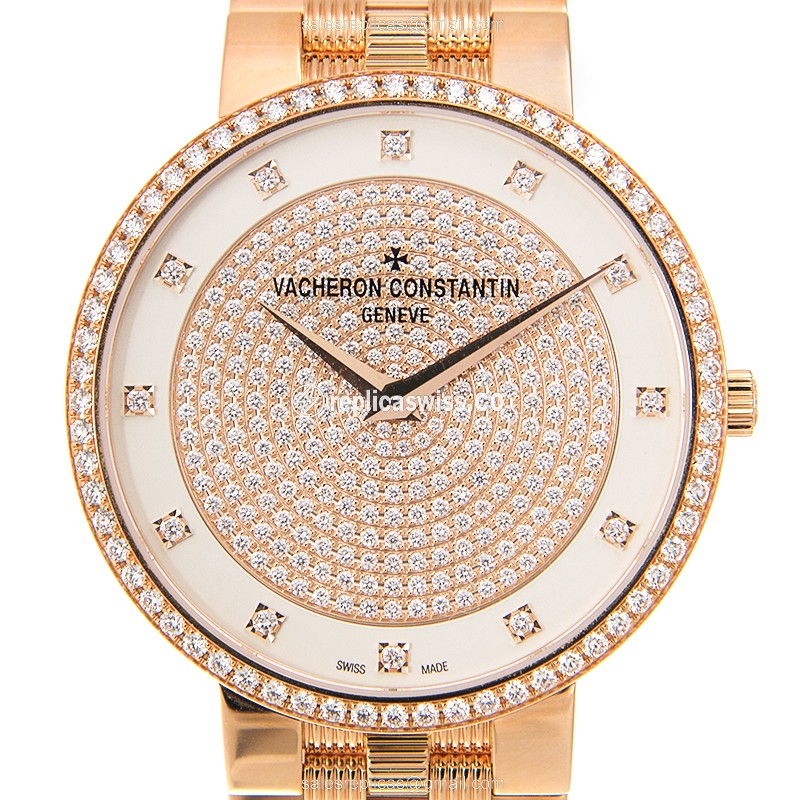 Elegant Vacheron Constantin 81576/V01R-9695 Traditionnelle Replica in 18kt Gold, Manual Wind, White