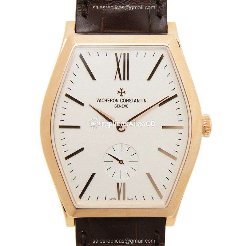 Elegant Vacheron Constantin 82230/000R-9963 Malte Replica, White Dial & 18kt Gold Case with Manual