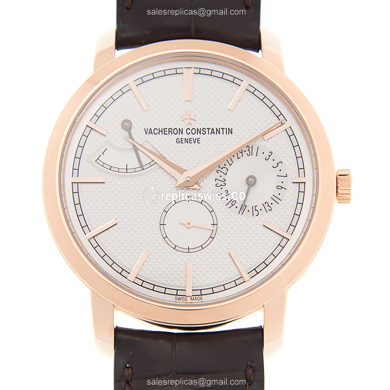 Elegant Vacheron Constantin 83020/000R-9909 Traditionnelle Manual Wind 18kt Pink Gold with Brown