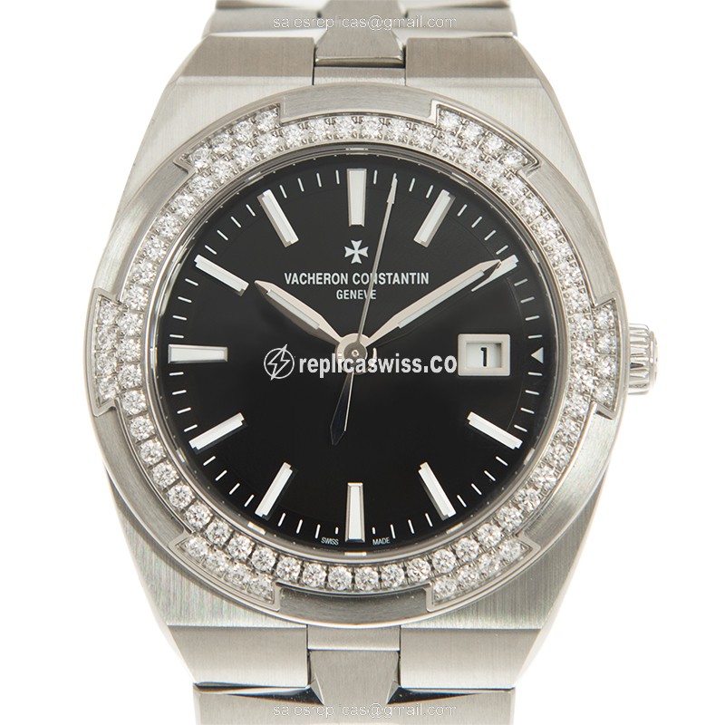 Elegant Vacheron Constantin Overseas Replica in Black Dial Stainless Steel Case, Automatic